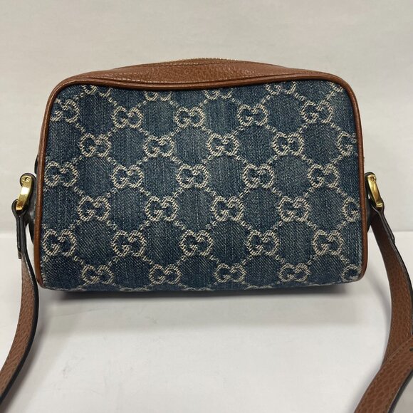 Gucci Ophidia Denim GG Monogram w/ Calfskin Leather Shoulder Bag - Preowned - Picture 3 of 15